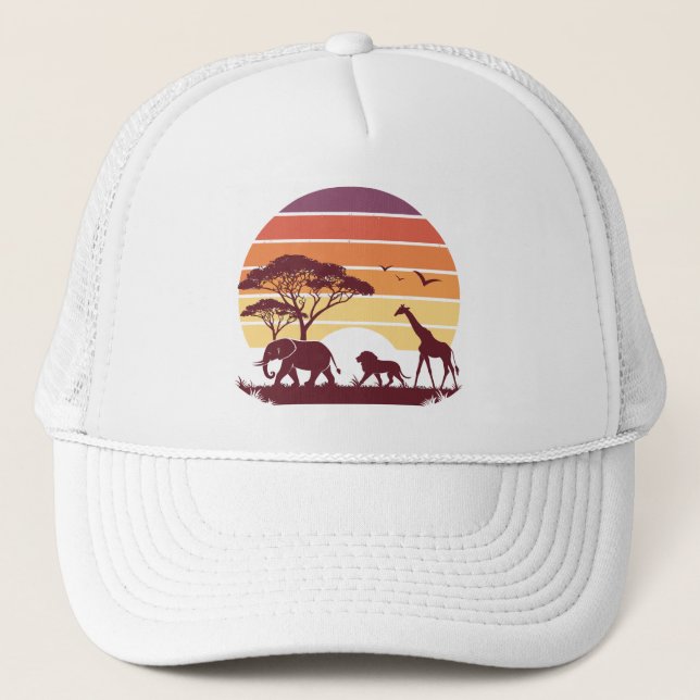 Casquette African Wildlife Silhouette Safari Design (Devant)