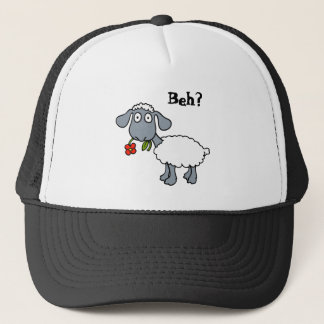 Casquette Agneau blanc mignon mouton avec Fleur rouge amusan