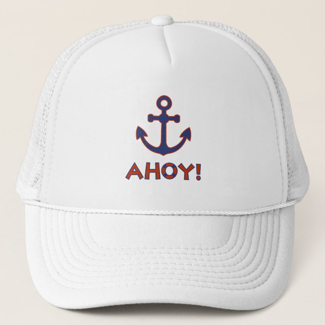 Casquette AHOY ! Bouée + Design Ancre Rouge+Bleu (Devant)