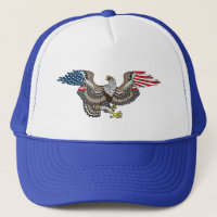 Aigle avec Drapeau américain Ailes Trucker Chapeau