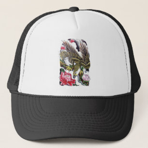 Casquette Aigle et chrysanthème Design de tatouage