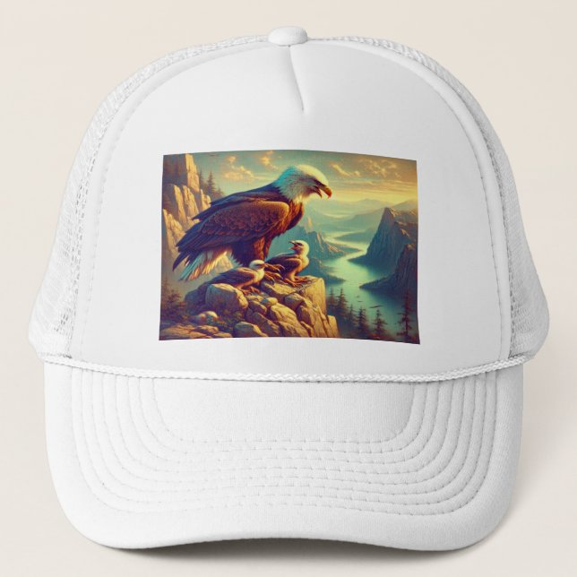Casquette Aigle Majestueux Capturant Une Truite Du Lac 7"x5" (Devant)