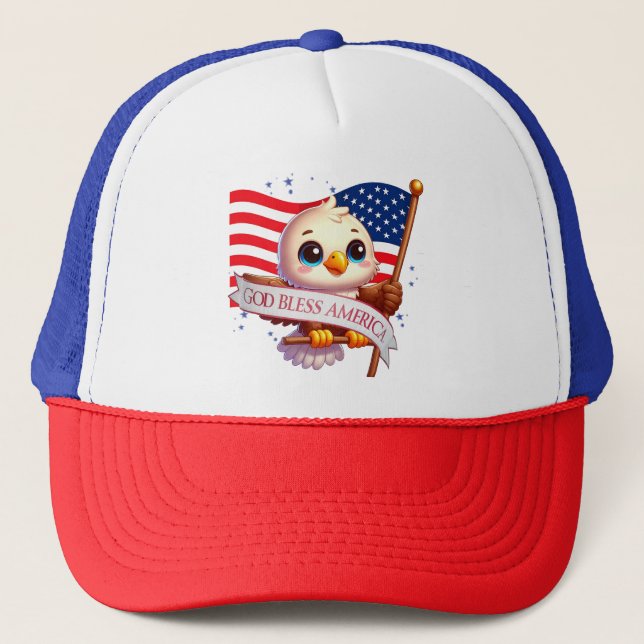 Casquette Aigle patriotique DIEU BLESS AMERICA flag, États-U (Devant)