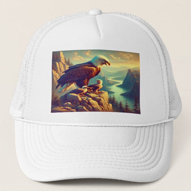 Casquette Aigle perché sur le rocher avec ses bébés (Devant)