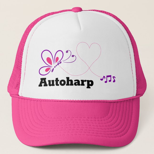 Casquette Aimer Autoharpe rose Purple Papillon Coeur (Devant)
