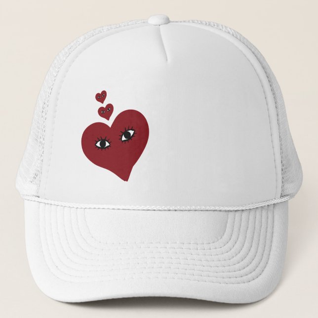 Casquette Aimer le visage du coeur rouge (Devant)