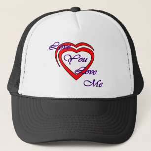 Casquette Aimez-vous m'aiment rouge de coeurs pourpres le