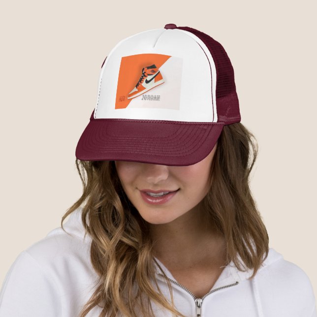 Casquette Air Jordan 1 surprenant cap orange et blanc (En situation)