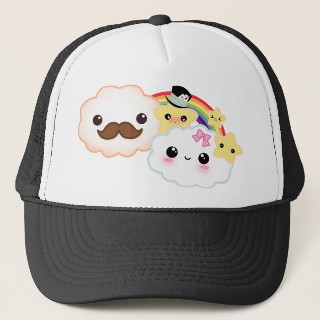 Casquette Ajouter de nuage de Kawaii à l'arc-en-ciel et aux (Devant)