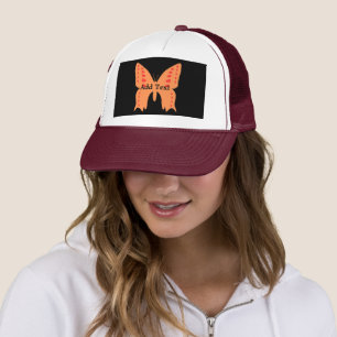 Casquette Ajouter un texte Orange Papillon imprimé magnifiqu