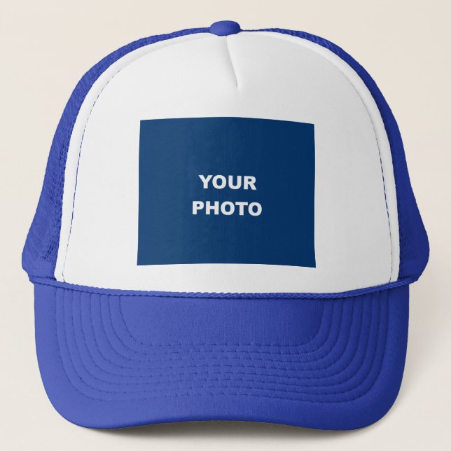 Casquette Ajouter Votre Image Photo Logo Blanc Royal Blue (Devant)