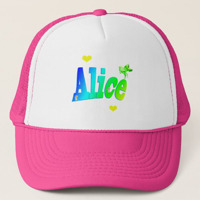 Casquette Alice, Girls Nom Logo Avec Coeurs, (Devant)