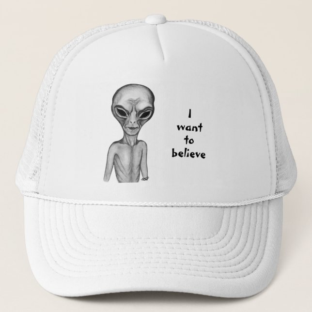 Casquette Alien gris, je veux croire (Devant)