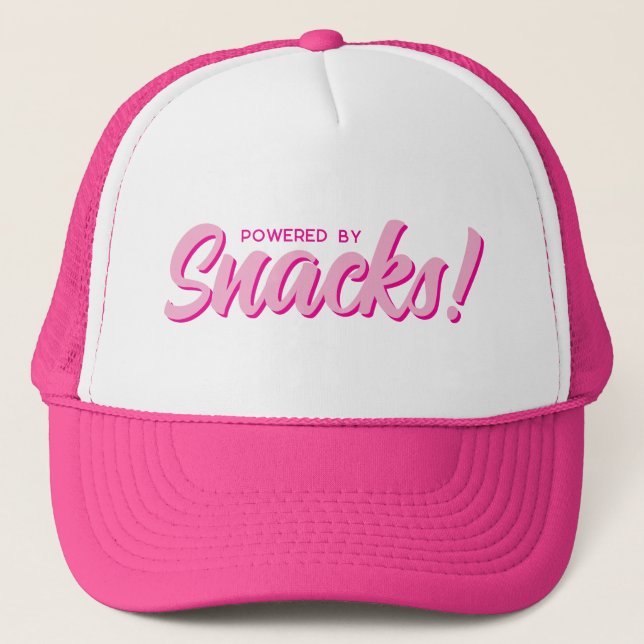 Casquette Alimenté Par Des Snacks, Drôle Rose (Devant)