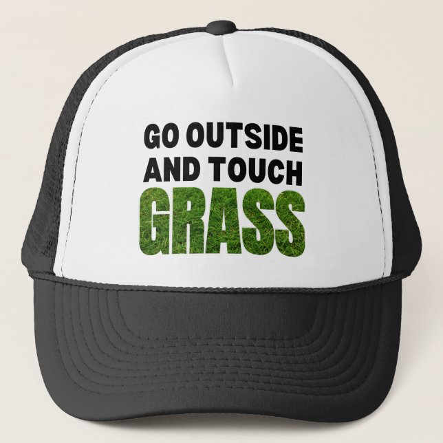Casquette ALLER À L'EXTÉRIEUR DE TOUCH GRASS Humour drôle (Devant)