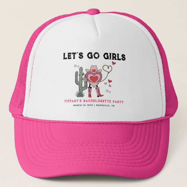 Casquette Allons-y Filles Cowgirl Bachelorette Week-end (Devant)