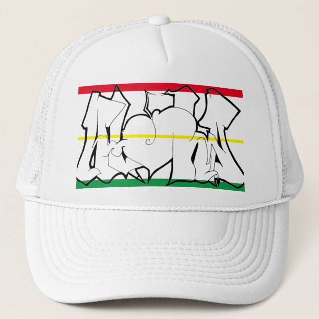 Casquette Aloha 24 Rasta Trucker Chapeau Blanc (Devant)