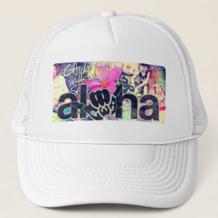 Casquette Aloha blanc de camionneur de paradis