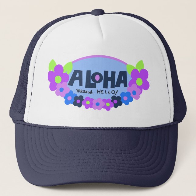 Casquette Aloha Signifie Bonjour Hawaïen Floral (Devant)