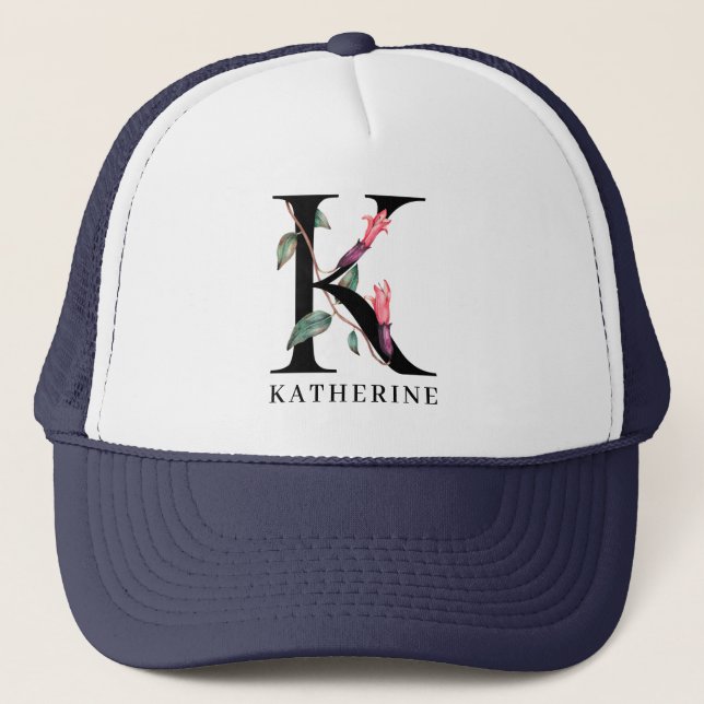 Casquette Alphabet floral personnalisé K Monogramme (Devant)