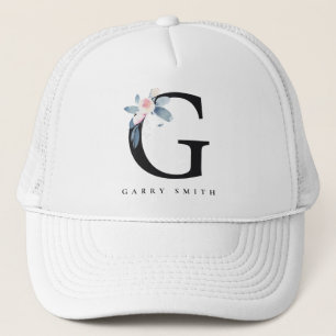 CASQUETTE ALPHABÈTES FLORAUX BLEU DOUX NOM LETTRE G