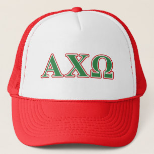 Casquette Alphi Chi Omega Lettres Vertes et Rouges