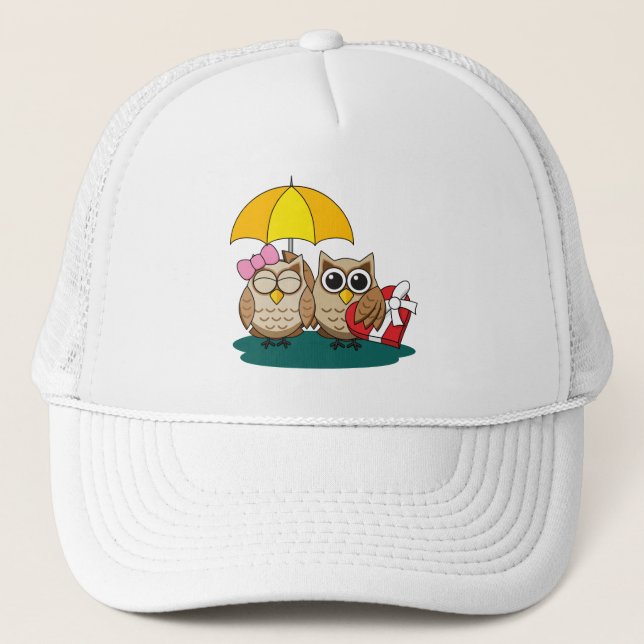 Casquette Amateurs de chouette avec parapluie et boîte de ch (Devant)
