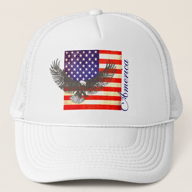 Casquette américain du drapeau et de l'aigle d'Amé (Devant)