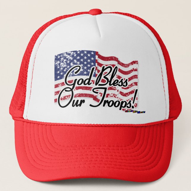 Casquette American Flag - Dieu bénisse nos troupes! -usagé (Devant)