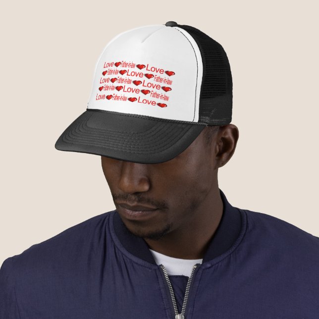 Casquette Amour Père en Droit Coeurs rouges Chapeau Trucker (En situation)