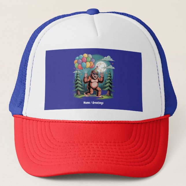 Casquette Amusant Bigfoot fête d'anniversaire Bash Balloons (Devant)