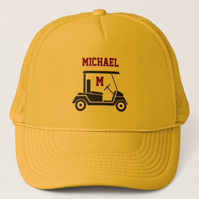 Casquette Amusant Golf Guy Panier Monogramme Nom (Devant)