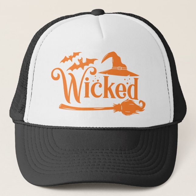 Casquette Amusant Halloween, sorcière Broomstick méchant (Devant)