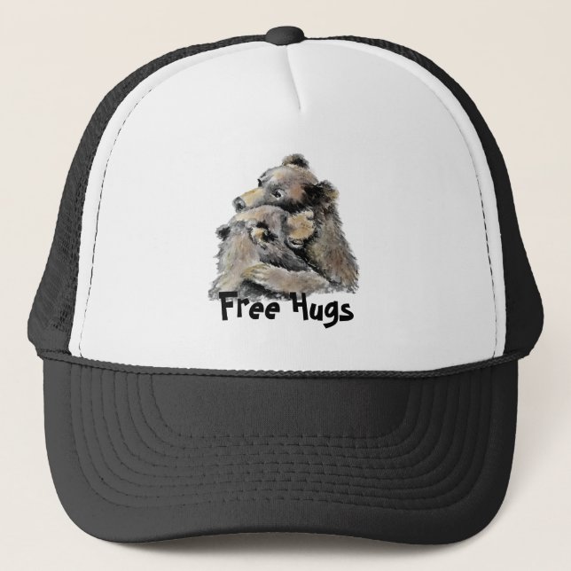 Casquette Amusants Free Hugs Aquarelle Ours Se serrant (Devant)