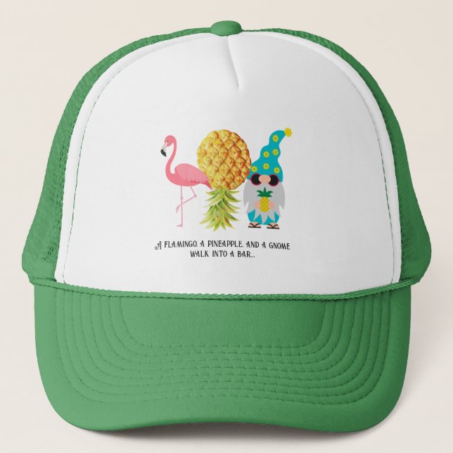 Casquette Ananas Gnome Flamant rose Plaisanter (Devant)