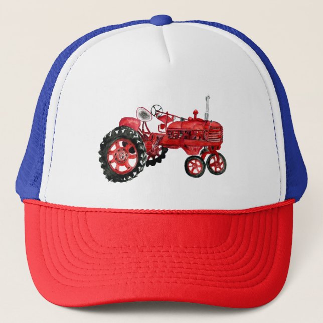 Casquette Ancien tracteur rouge (Devant)