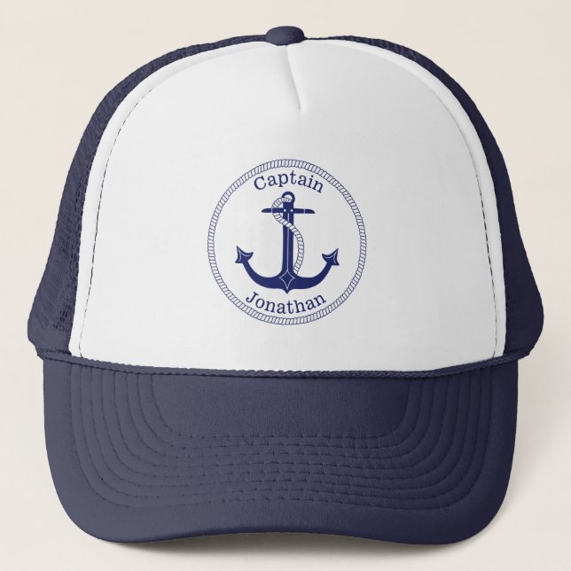 Casquette Ancre bleu marine Capitaine Personnalisé (Devant)