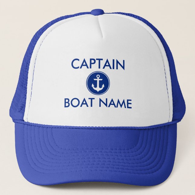 Casquette Ancre bleu marine Personnalisé Bateau Capitaine Ca (Devant)