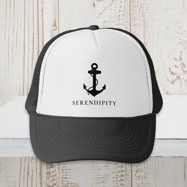Casquette Ancre de bateau classique Monogramme noir (Créateur téléchargé)
