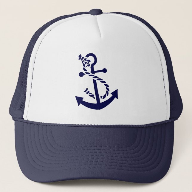 Casquette Ancre de bateau nautique bleu marine 3 (Devant)