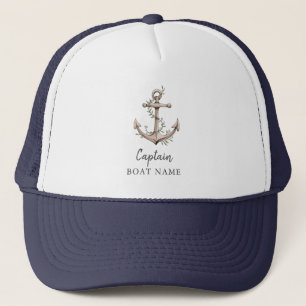 Casquette Ancre de nom de bateau du capitaine nautique perso