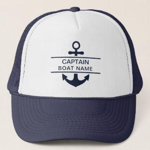 Casquette Ancre de nom de bateau du capitaine nautique perso