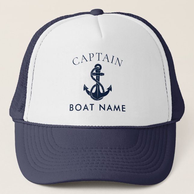 Casquette Ancre nautique personnalisée Capitaine Bateau Mari (Devant)