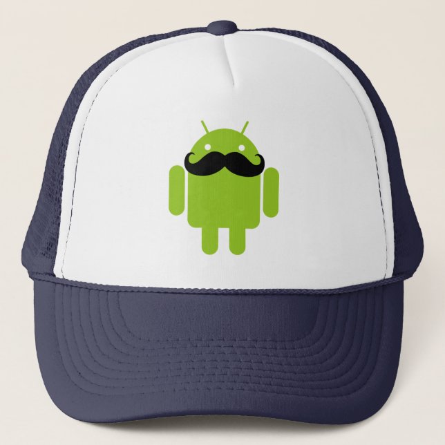 Casquette Android Robot Black Mustache Graphisme (Devant)