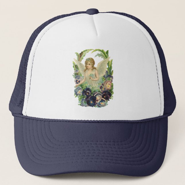 Casquette Ange de Pâques victorien avec Fleurs de Pansy Viol (Devant)