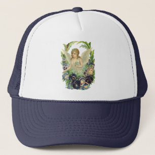 Casquette Ange de Pâques victorien avec fleurs de pensée vio