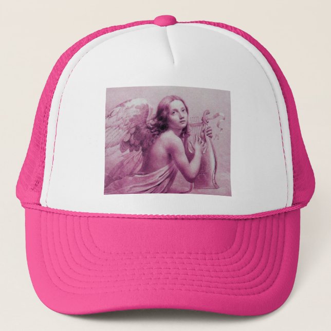 Casquette ANGE JOUER LYRA SUR LES NUAGES roses (Devant)