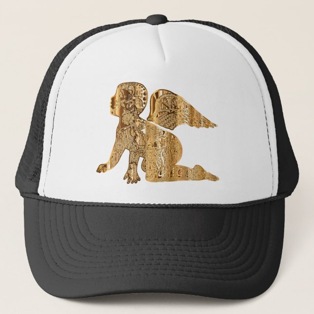 Casquette Angel de bébé doré brillant élégant Angélique (Devant)