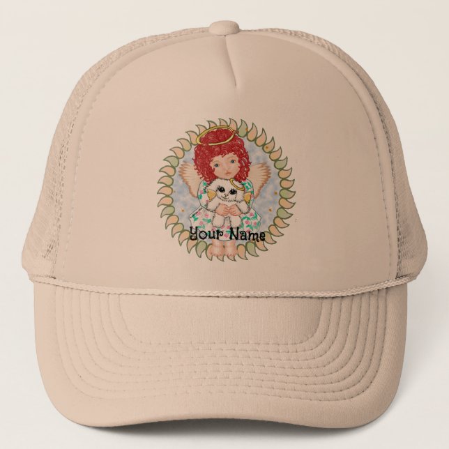 Casquette Angel tenant chien (Devant)