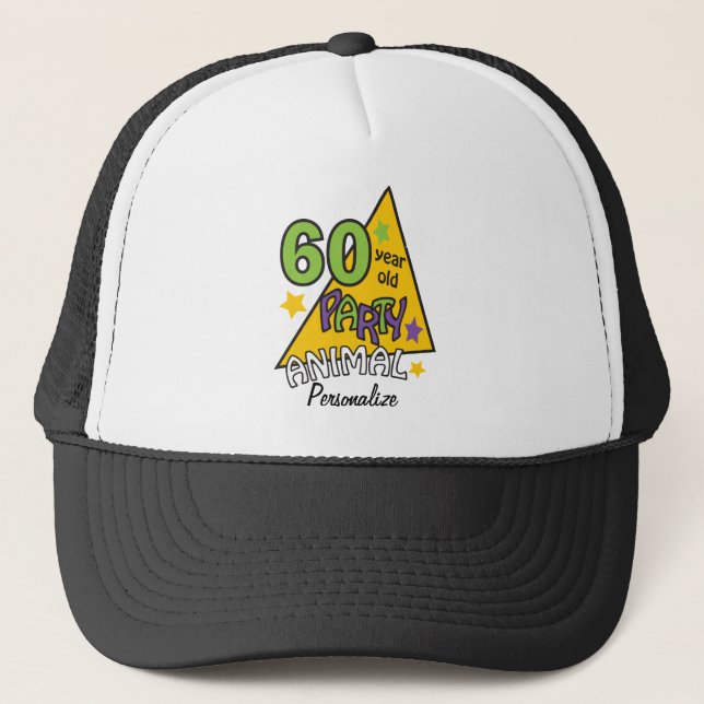 Casquette Animal de fête âgé de 60 ans | 60e anniversaire do (Devant)